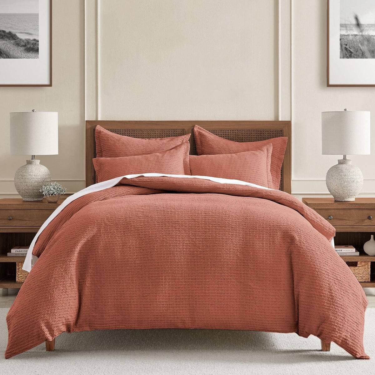 #12 Levtex Home Cloud Waffle Duvet Cover Set -King/ Cal King Adobe