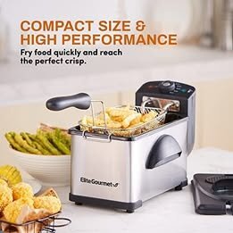NEW Elite Cuisine 2QT Immersion Deep Fryer – 1500W Stainless Steel