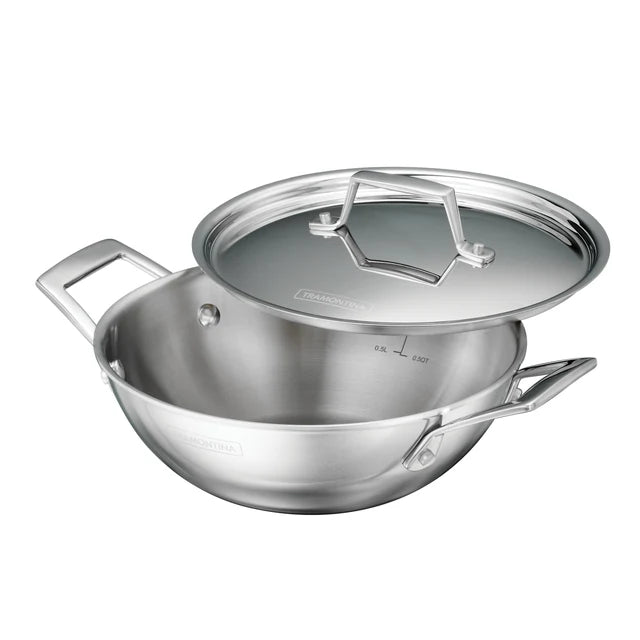Tramontina Utsava 1.75-Qt Tri-Ply Kadai with Ceramic Interior – Induction – Local Pickup