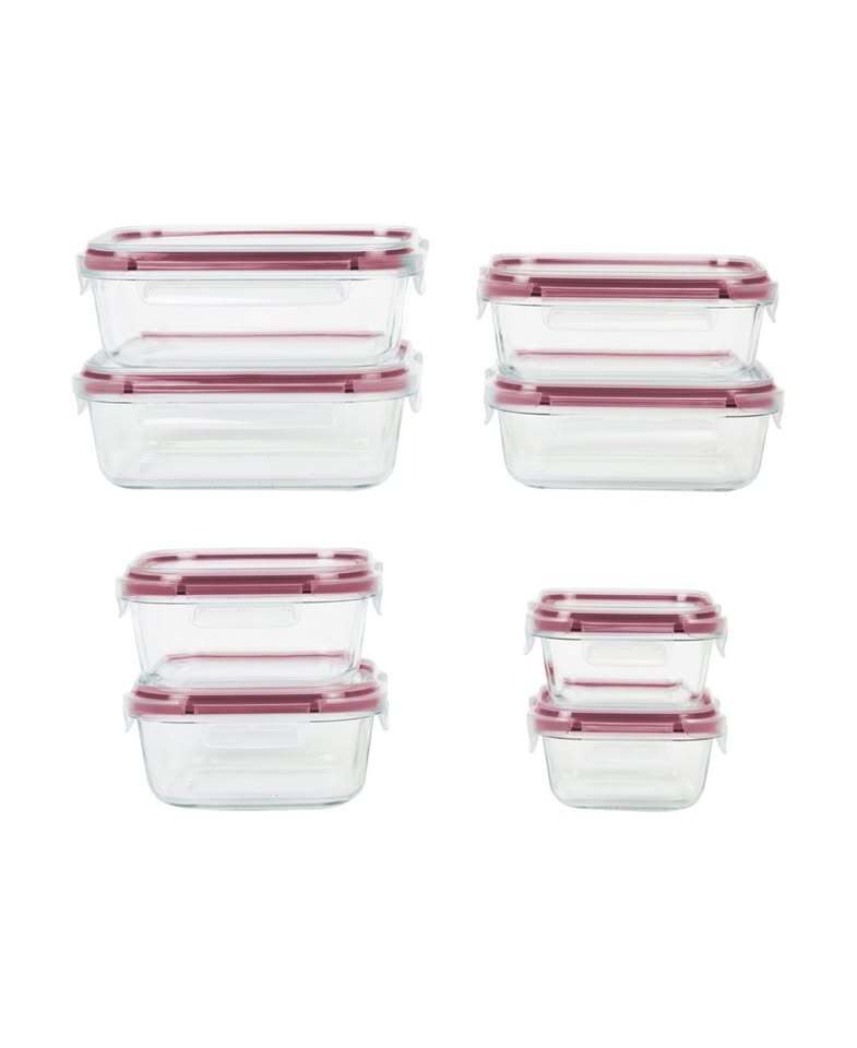Sedona 16-Piece Fluted Glass Storage Set β Leakproof Lids