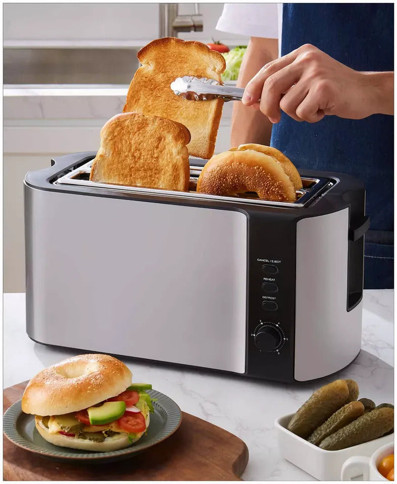 4-Slice Stainless Steel Toaster – Extra Wide Long Slots