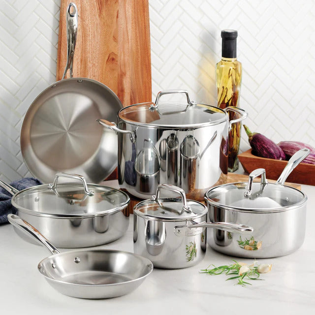 NEW Tramontina Tri-Ply Clad 11-Piece Stainless Steel Cookware Set –