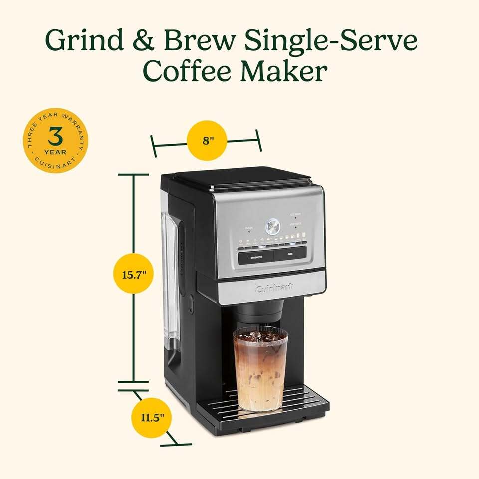 Cuisinart Grind & Brew Single Serve Coffee Maker w/ Burr Grinder DGB-300 Like New