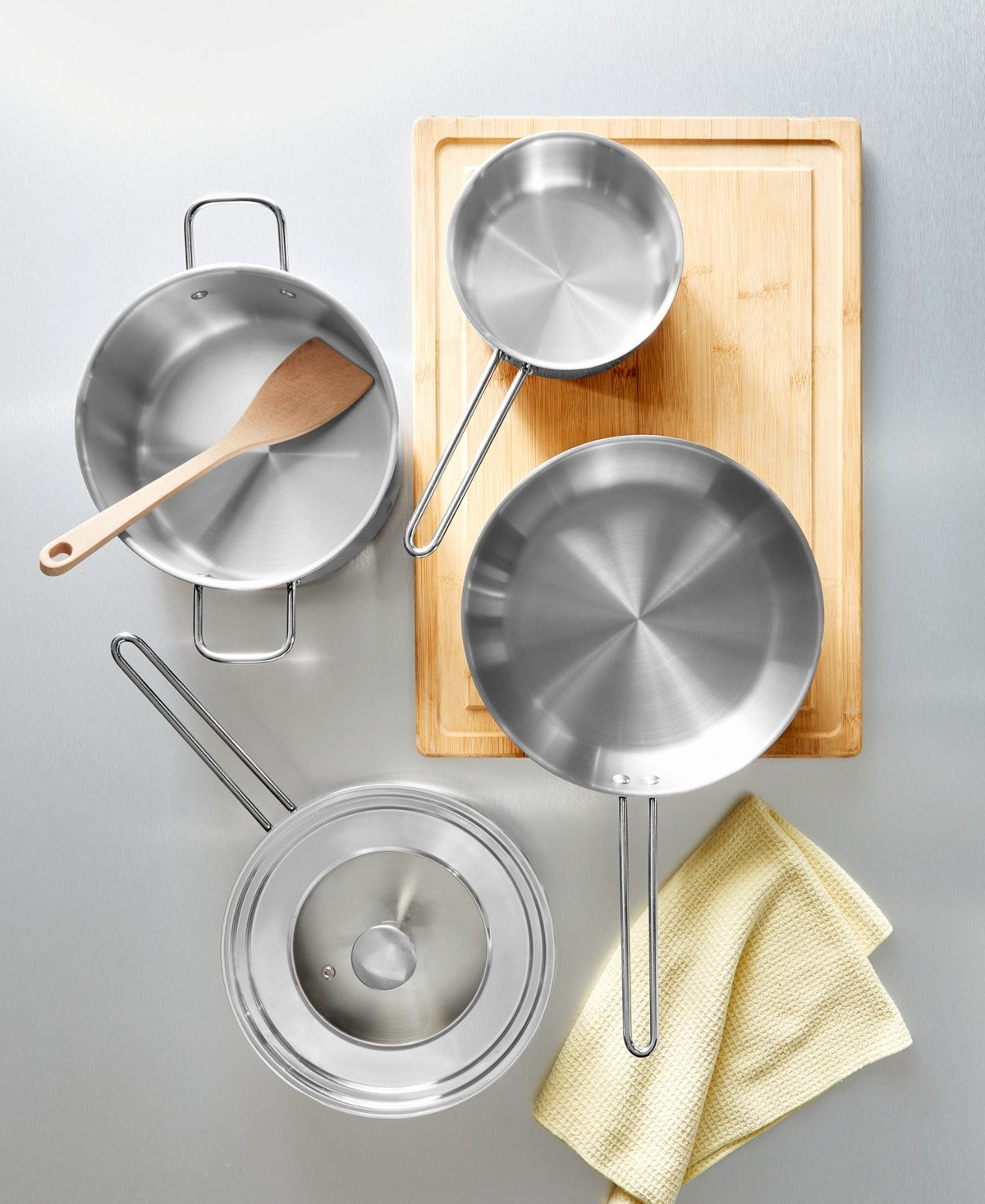 Arch Studio 5-Pc. Stackable Stainless Steel Cookware Set - Silver