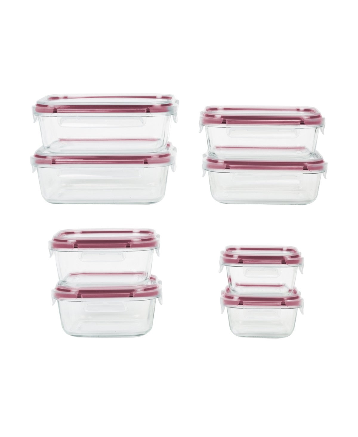 Sedona Kitchen 16-Pc. Fluted Glass Storage Set with Lid - Red