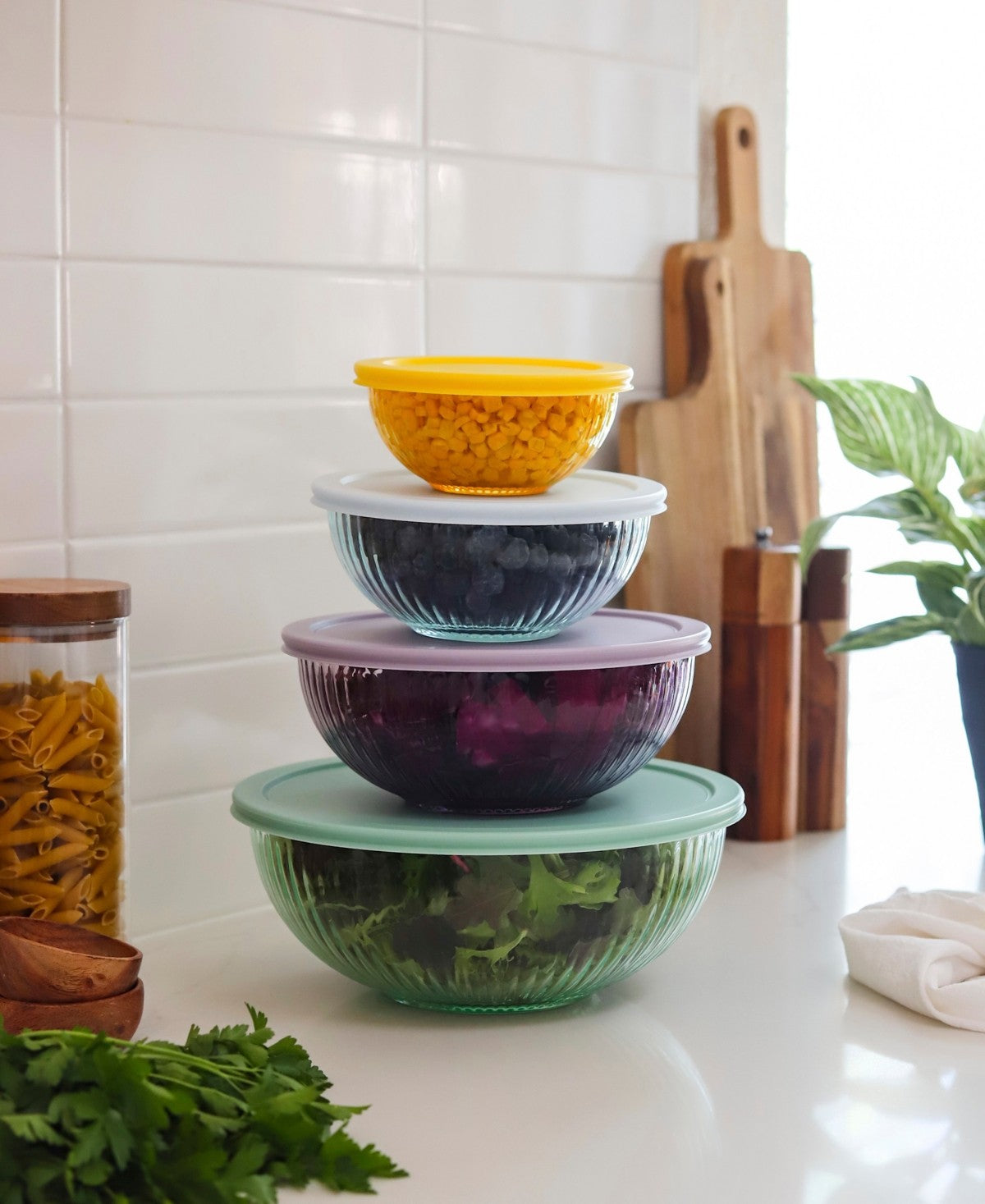 NEW Sedona Kitchen 8-Pc Glass Mixing Bowl Set – 4 Sizes – Local Pickup