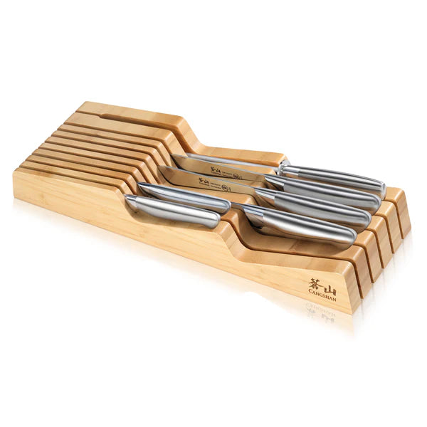 SANFORD 7-Piece German Steel Knife Set – Bamboo In-Drawer Tray
