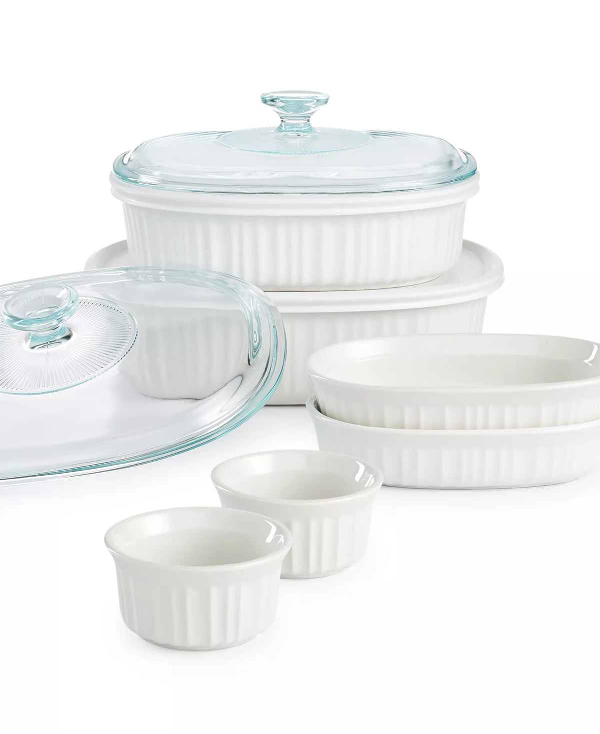 NEW CorningWare French White 10-Piece Bakeware Set – Glass & Storage Lids