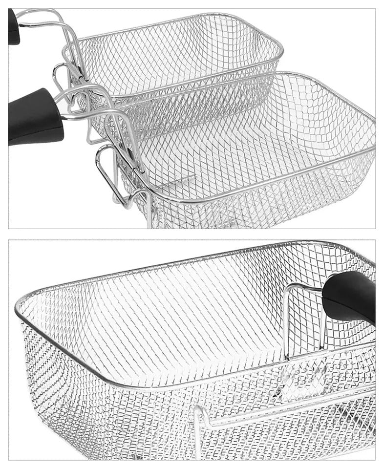 NEW Elite Cuisine 4QT Dual Basket Deep Fryer – 1700W Stainless Steel.