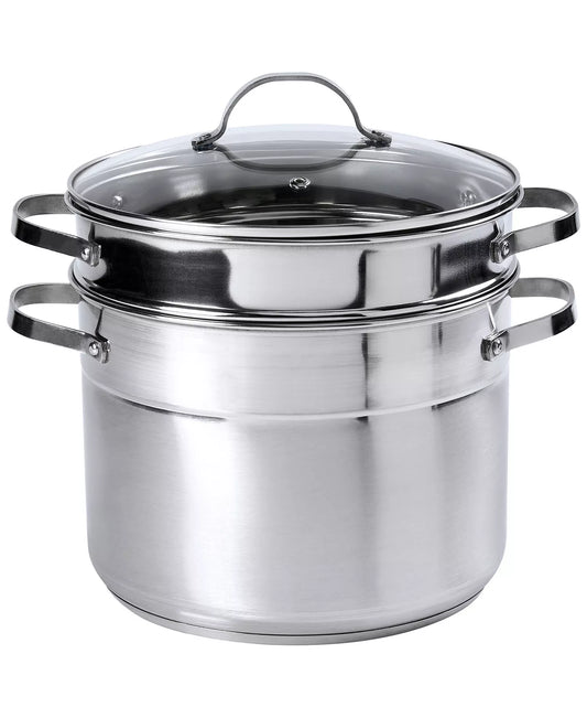 NEW Denmark 3-Piece 6QT Stainless Steel Multi-Cooker – Steamer & Glass Lid