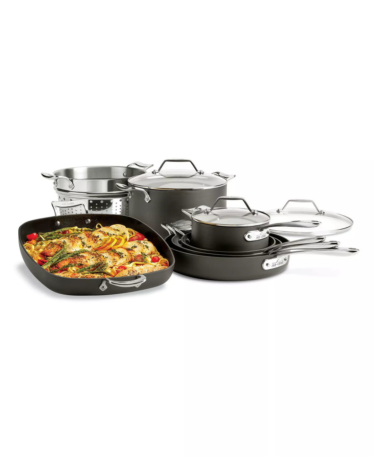 All-Clad Essentials 8-Pc Hard-Anodized Nonstick Cookware Set – Open Box – Local Pickup