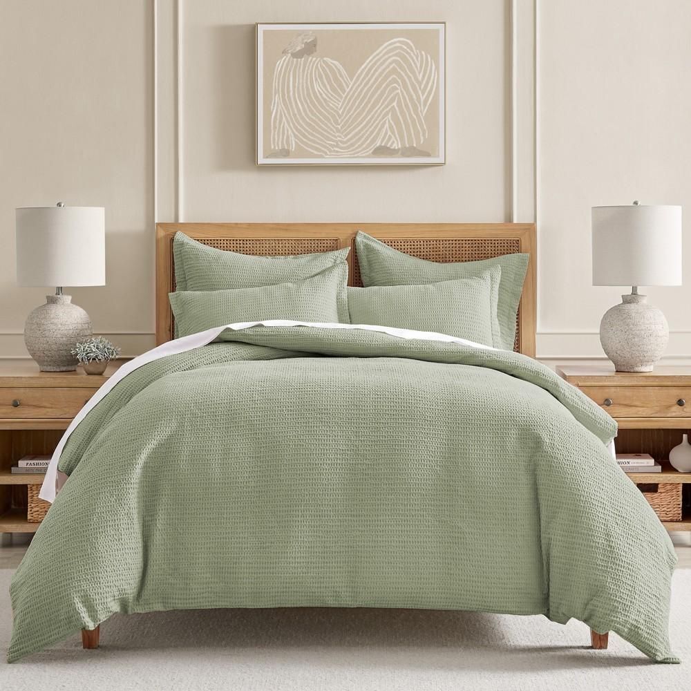 #10 Levtex Home Cloud Waffle Desert Sage Twin Duvet Set