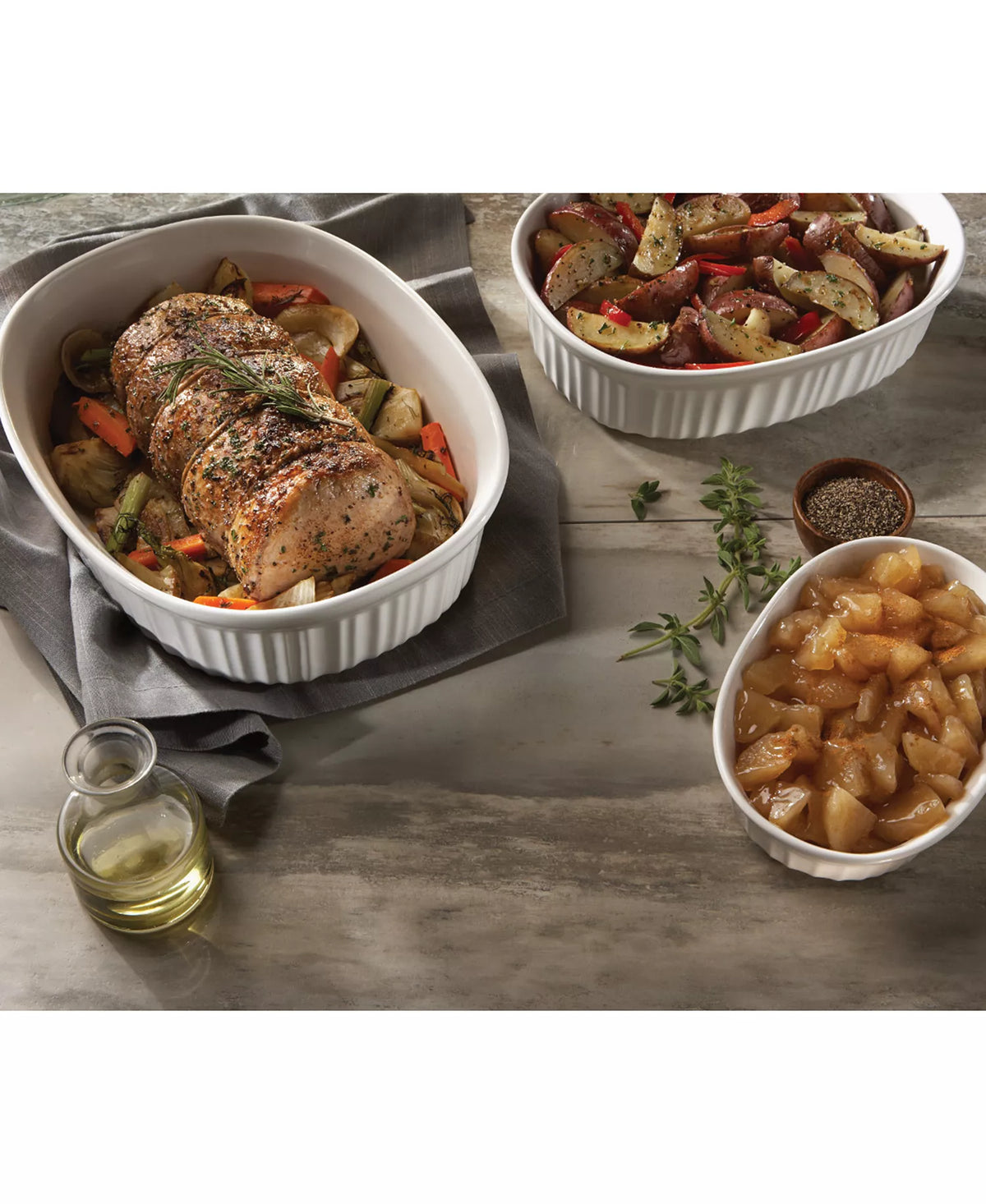 NEW CorningWare French White 10-Piece Bakeware Set – Glass & Storage Lids