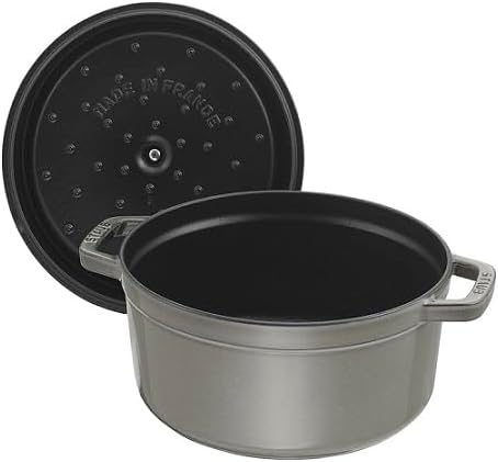 Staub 5QT Cast Iron Round Cocotte 10" – Graphite Grey – Made in France