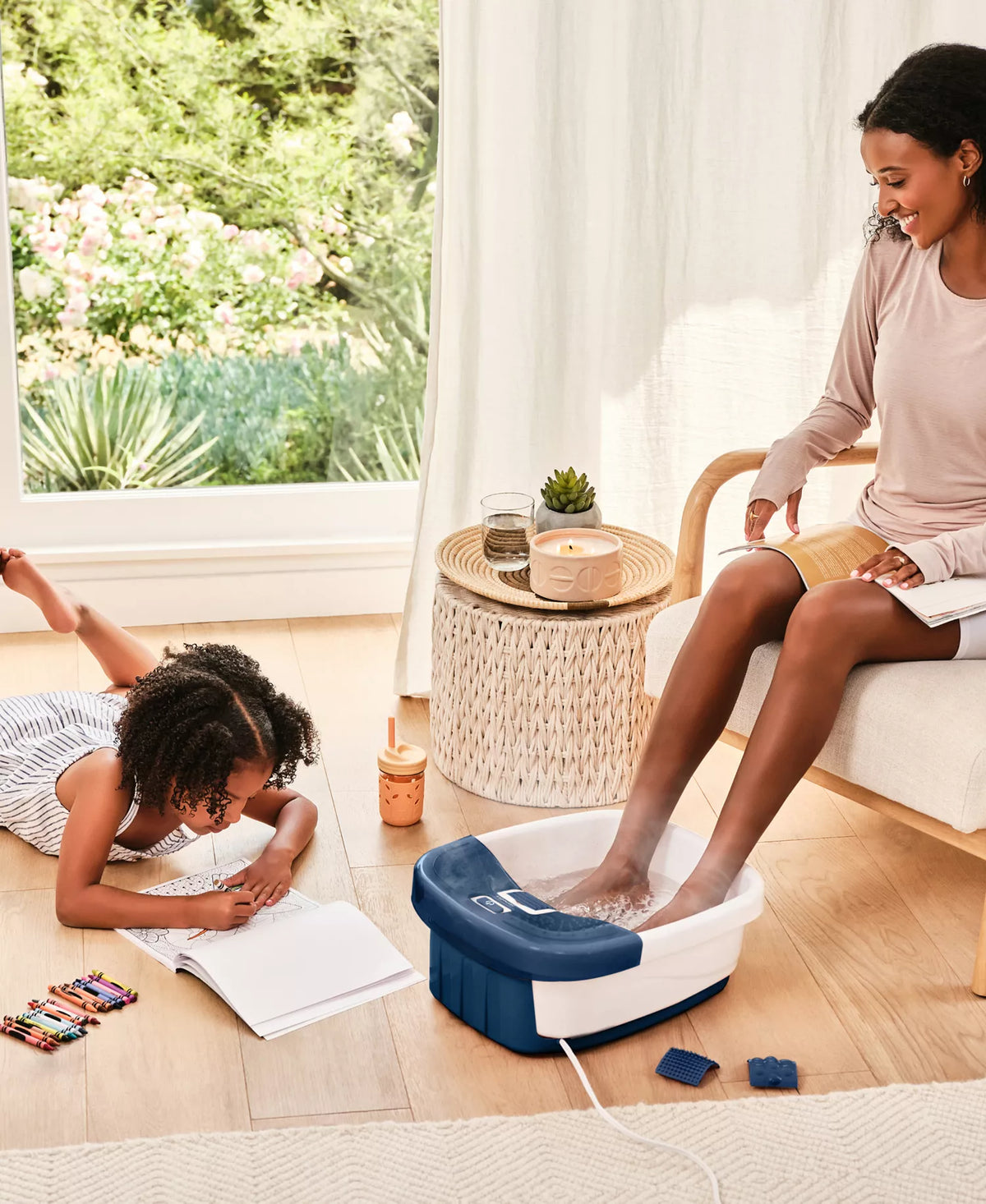 NEW HoMedics Bubble Bliss Deluxe Heated Foot Spa – Bubble Massage – Navy