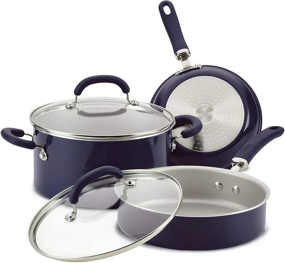 NEW Rachael Ray Create Delicious 13-Piece Nonstick Cookware Set – Purple Shimmer