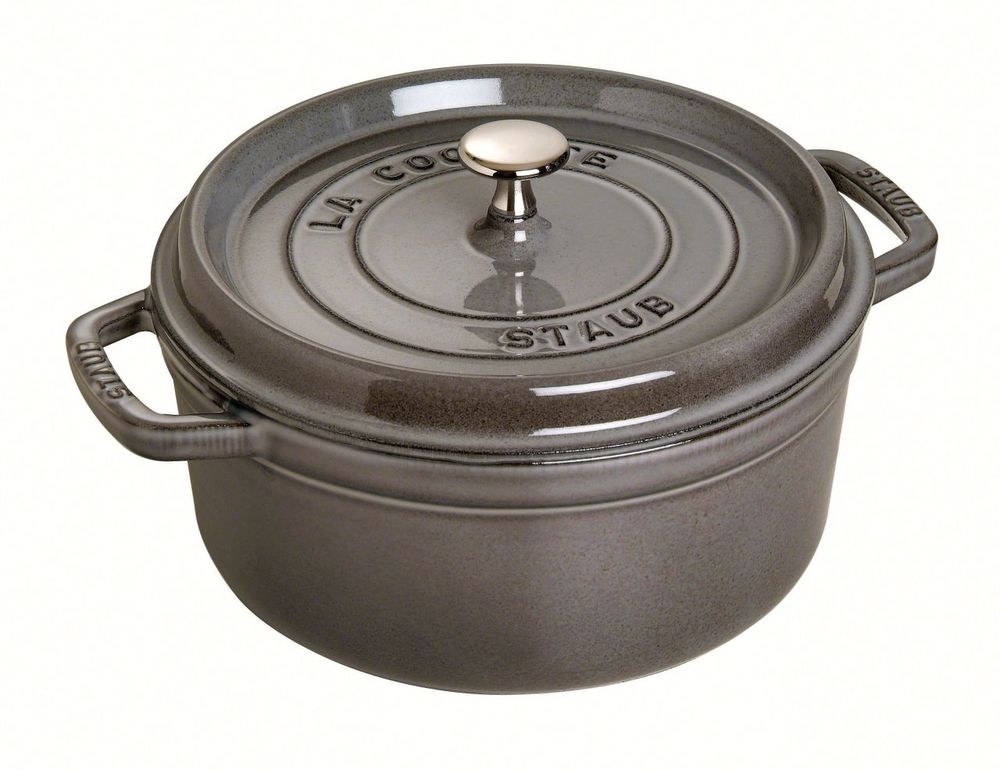 Staub 5QT Cast Iron Round Cocotte 10" – Graphite Grey – Made in France