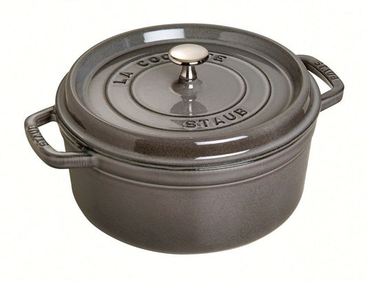 Staub 5QT Cast Iron Round Cocotte 10" – Graphite Grey – Made in France