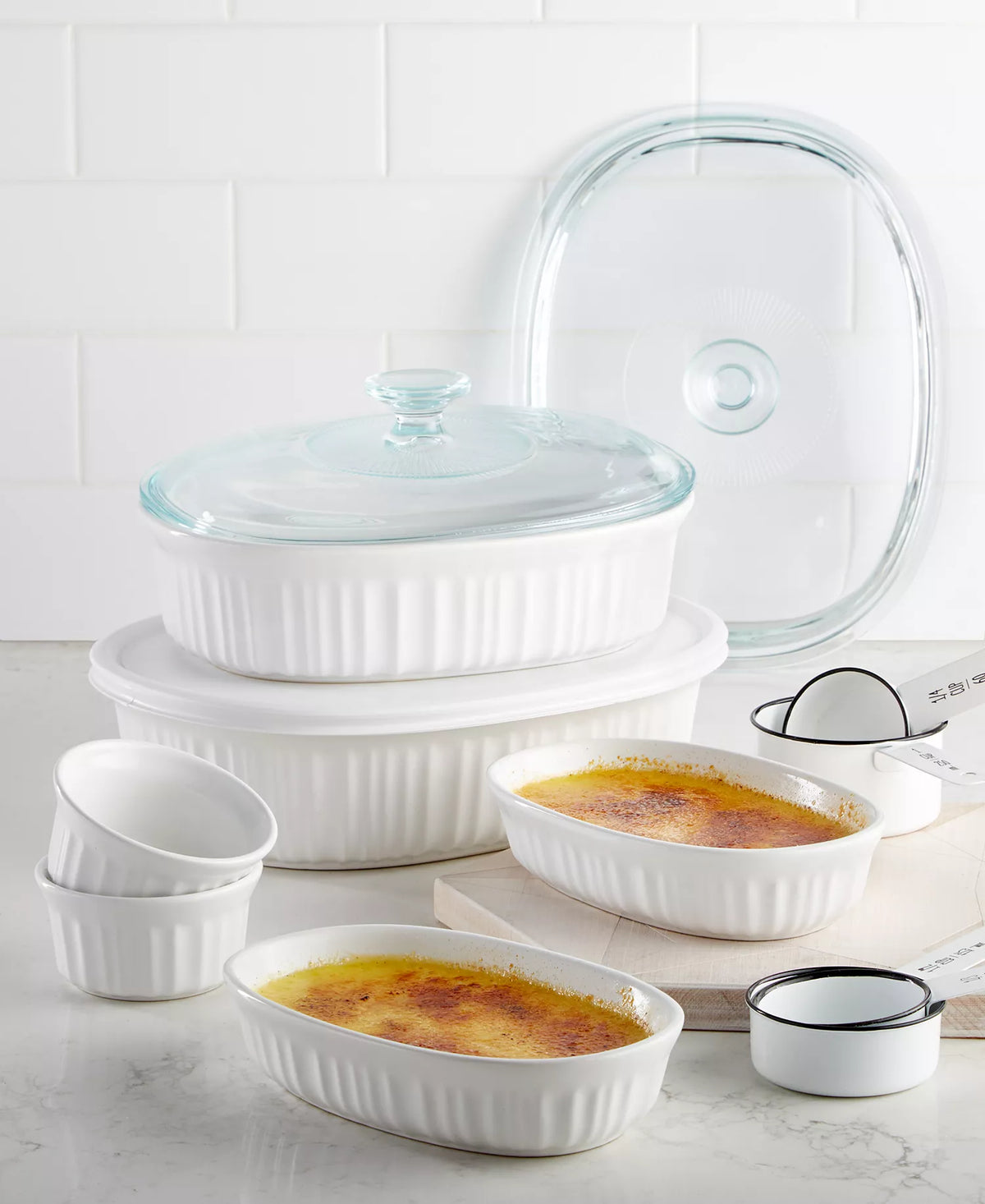 NEW CorningWare French White 10-Piece Bakeware Set – Glass & Storage Lids