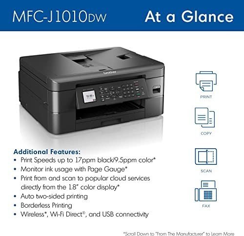 Brother MFC-J1010DW Wireless Color All-in-One Printer –
