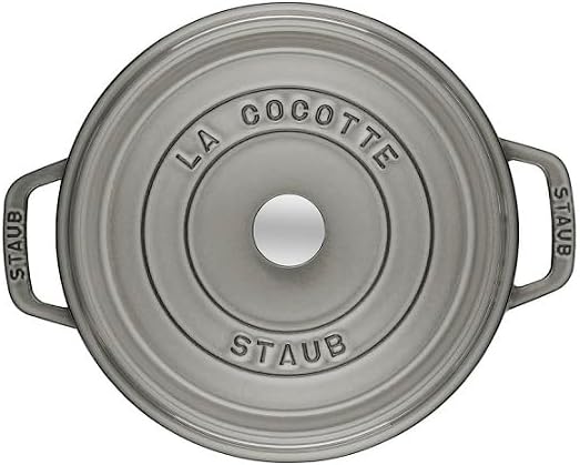 Staub 5QT Cast Iron Round Cocotte 10" – Graphite Grey – Made in France