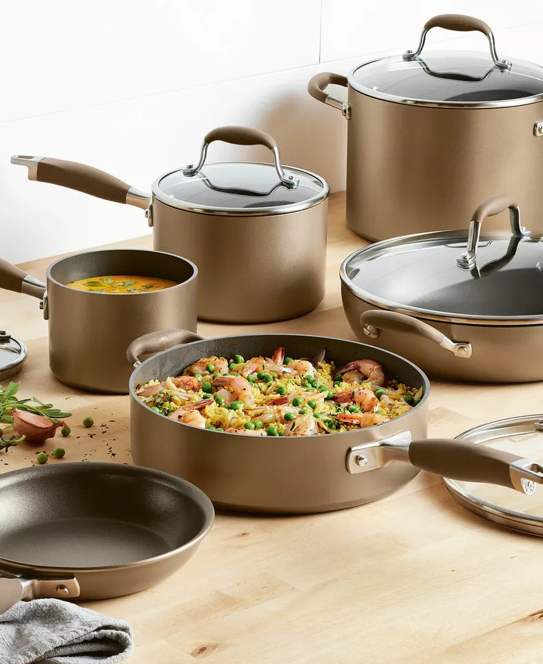 NEW Anolon Advanced Home 11-Piece Hard-Anodized Nonstick Cookware Set