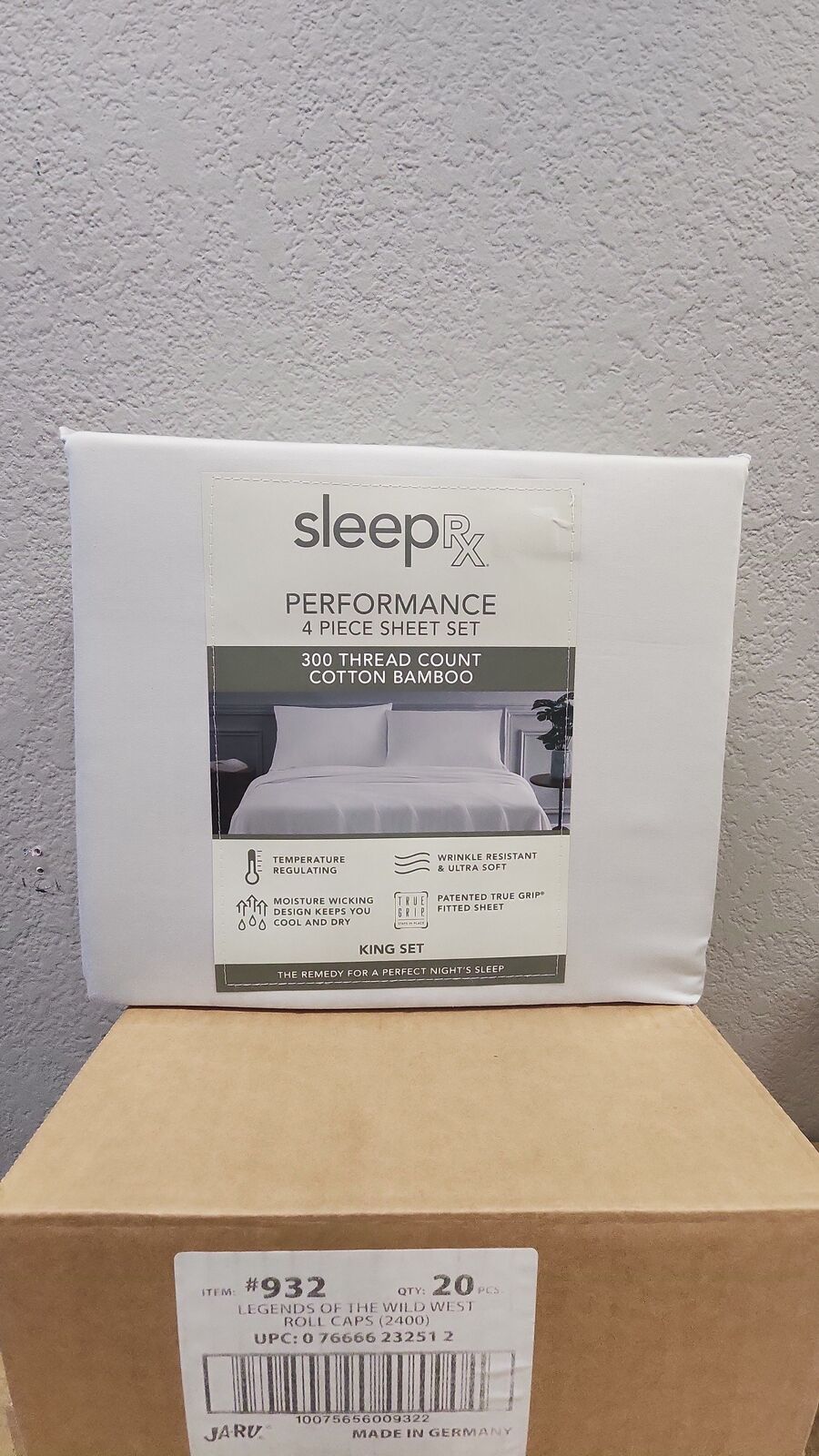 #15 SleepRx 4pc king cotton bamboo  sheet set Light grey
