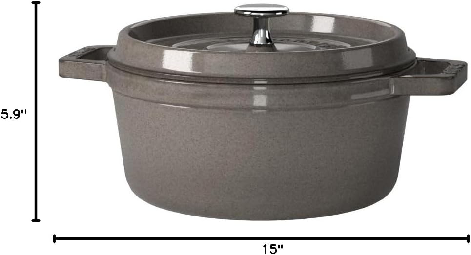 Staub 5QT Cast Iron Round Cocotte 10" – Graphite Grey – Made in France