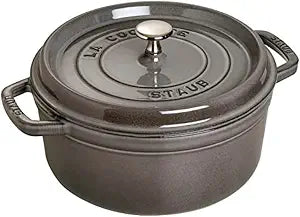 Staub 5QT Cast Iron Round Cocotte 10" – Graphite Grey – Made in France