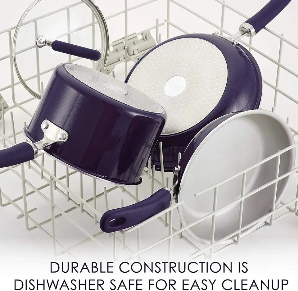 NEW Rachael Ray Create Delicious 13-Piece Nonstick Cookware Set – Purple Shimmer