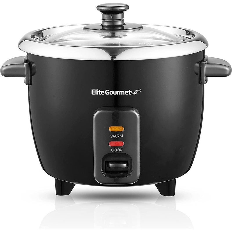 NEW Elite Gourmet 6-Cup Rice Cooker – Stainless Steel Inner Pot & Steamer.