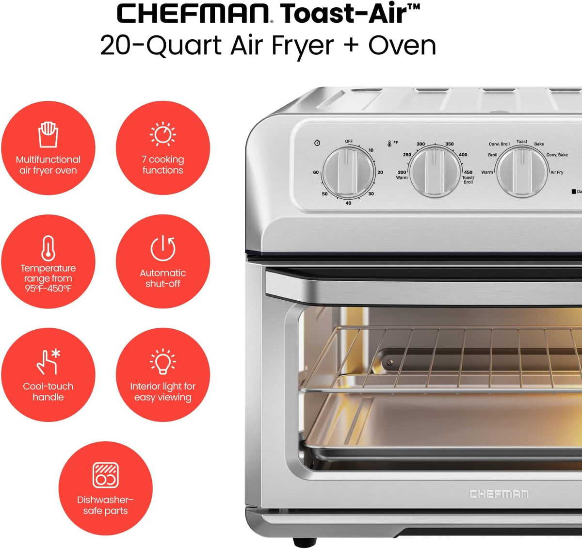 Chefman Toast-Air XL 20L Air Fryer Toaster Oven – 7 Cooking Functions – Local Pickup