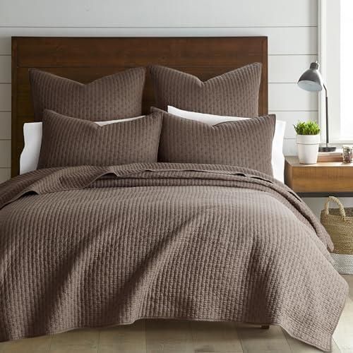 #8 Levtex Home Cross Stitch Quilt Set, Brown KING