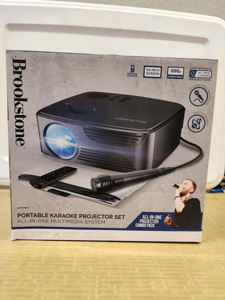 Karaoke Projector w/ Mic & Screen – Party Set (New)
