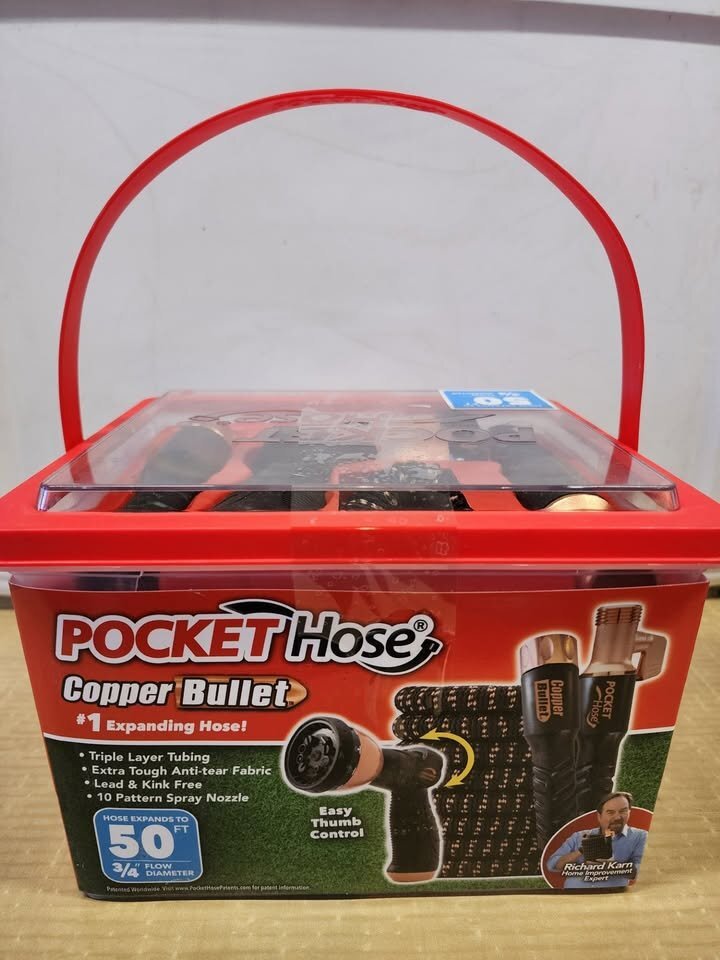 NEW Pocket Hose Copper Bullet 50FT Expandable Garden Hose w/ 10-Pattern Nozzle
