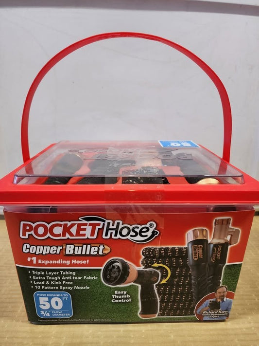 NEW Pocket Hose Copper Bullet 50FT Expandable Garden Hose w/ 10-Pattern Nozzle