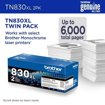 Brother TN830XL 2 Pack Toner – High Yield Black