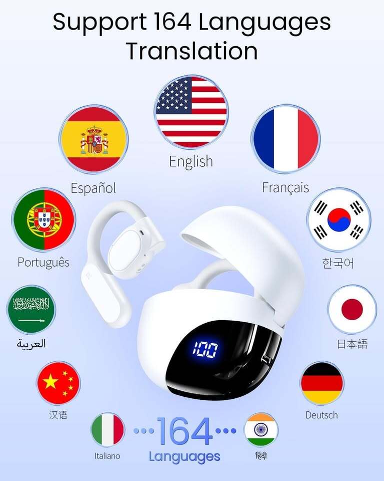 Real-Time Translator Earbuds – 164 Languages Bluetooth