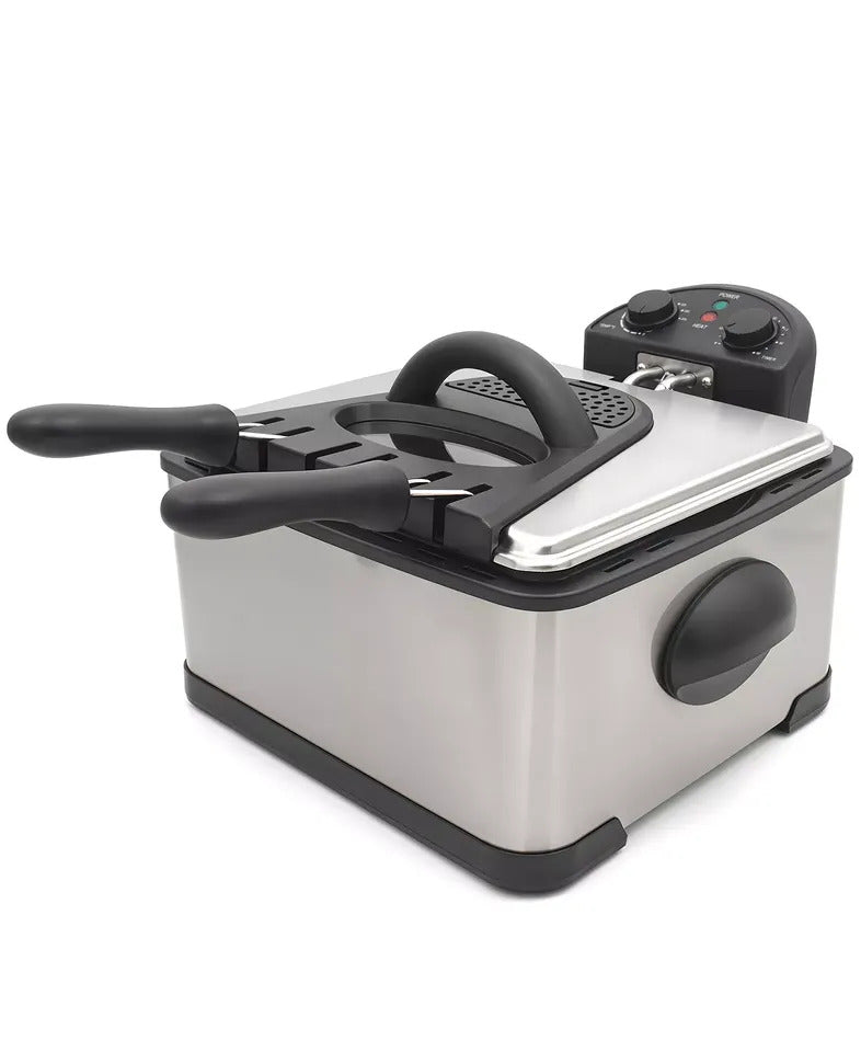 NEW Elite Cuisine 4QT Dual Basket Deep Fryer – 1700W Stainless Steel.