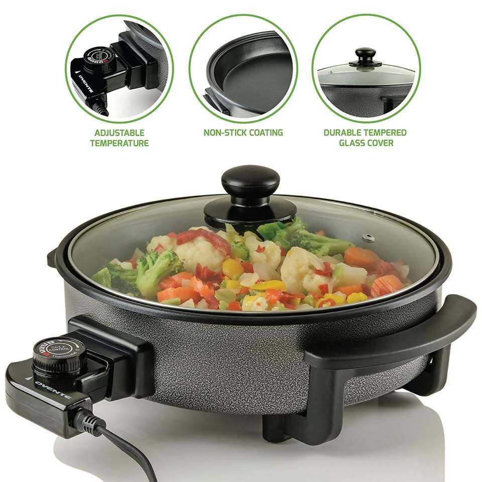 Ovente Electric Nonstick Skillet with Glass Lid – Brand New