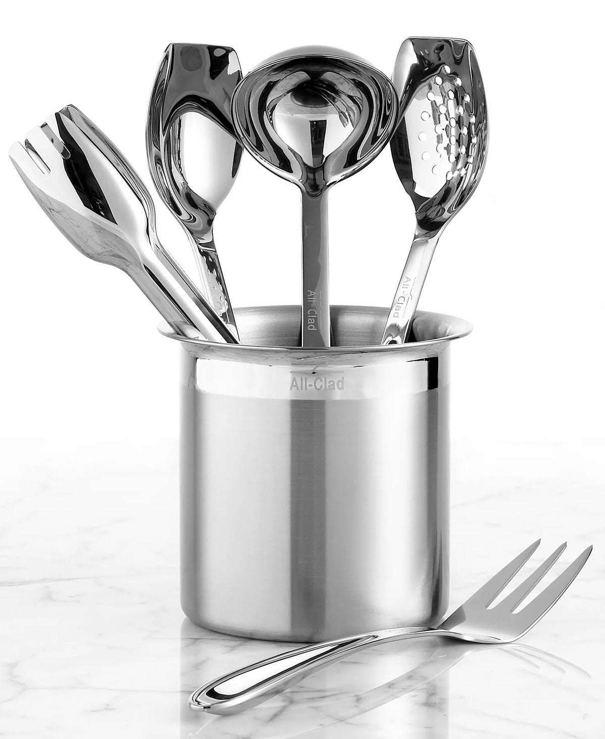 All-Clad Stainless Steel 4-Piece Kitchen Utensil Set w/ Storage Crock