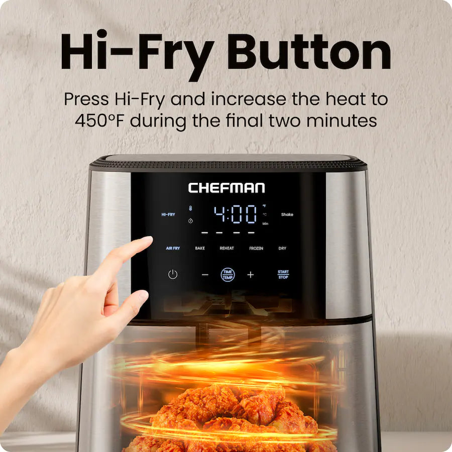 LIKE NEW Chefman TurboFry 6-Qt Digital Air Fryer – Stainless Steel