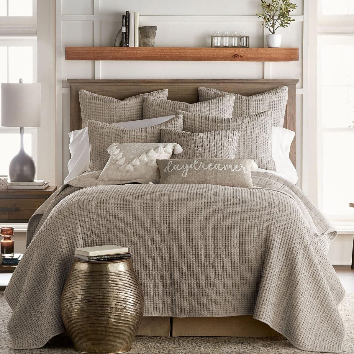 #2 Levtex home Mills Waffle 3-Piece Full/Queen Quilt Set In Taupe