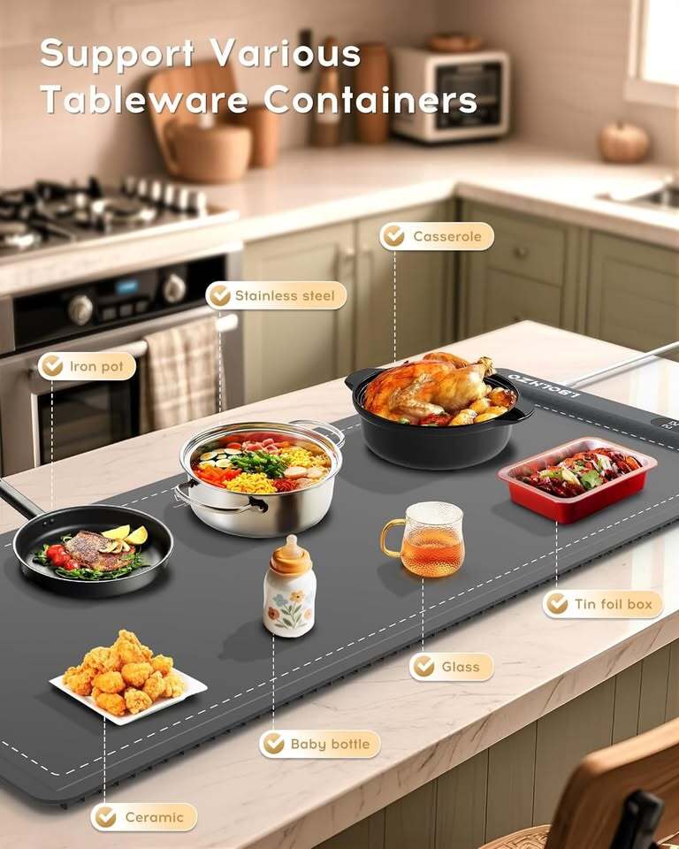 580W Extra Large Food Warming Mat – 6 Temp Timer (New)