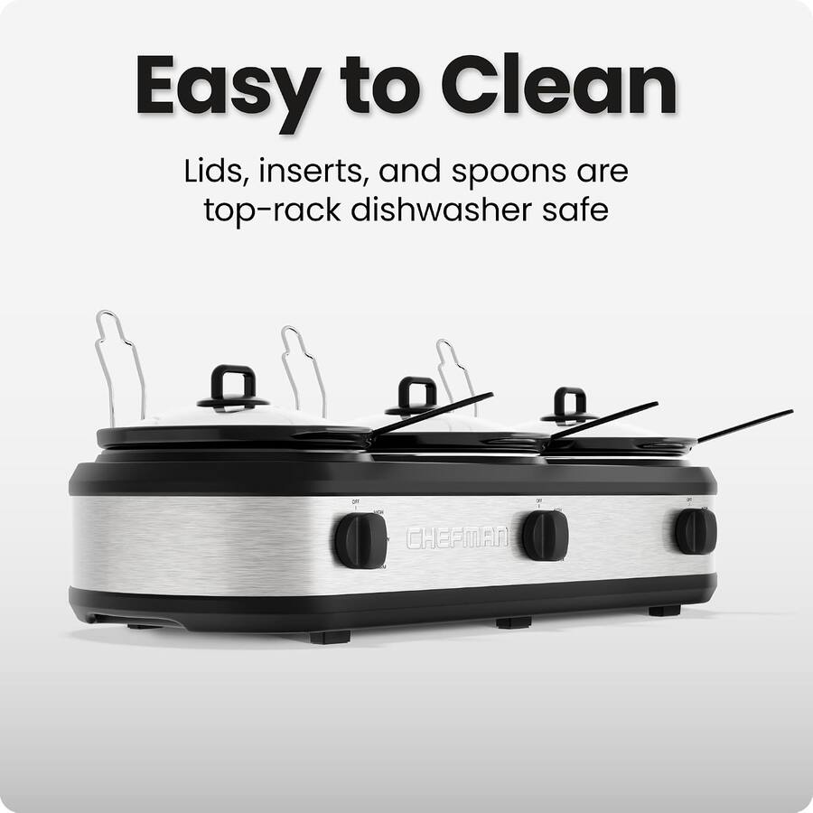 NEW MegaChef Triple Slow Cooker Buffet Server – 3 x 2.5QT Crocks