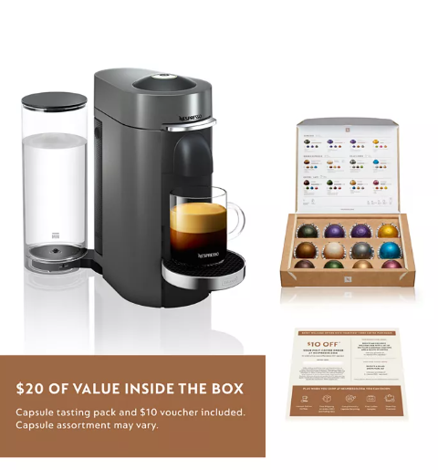 NEW Nespresso VertuoPLUS Deluxe Coffee & Espresso Machine w/ Aeroccino – Titan