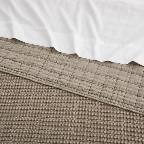 #1  Home Mills Waffle Quilt Set, Brown KING