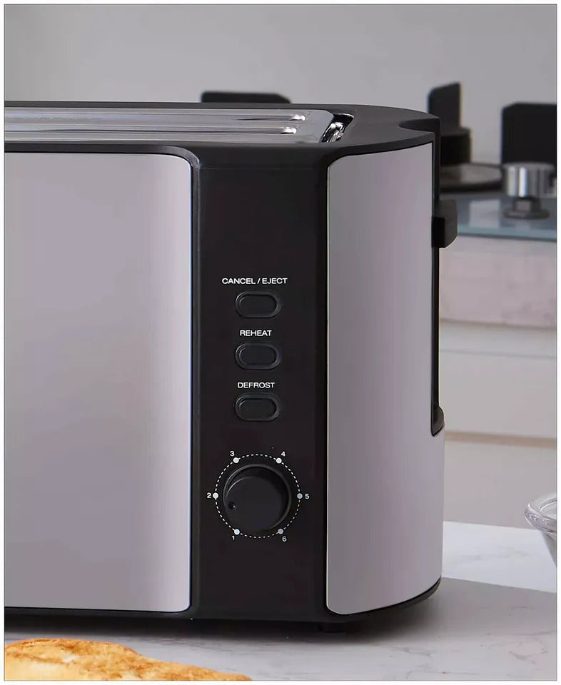 4-Slice Stainless Steel Toaster – Extra Wide Long Slots