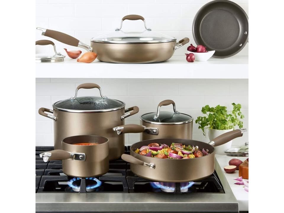 NEW Anolon Advanced Home 11-Piece Hard-Anodized Nonstick Cookware Set