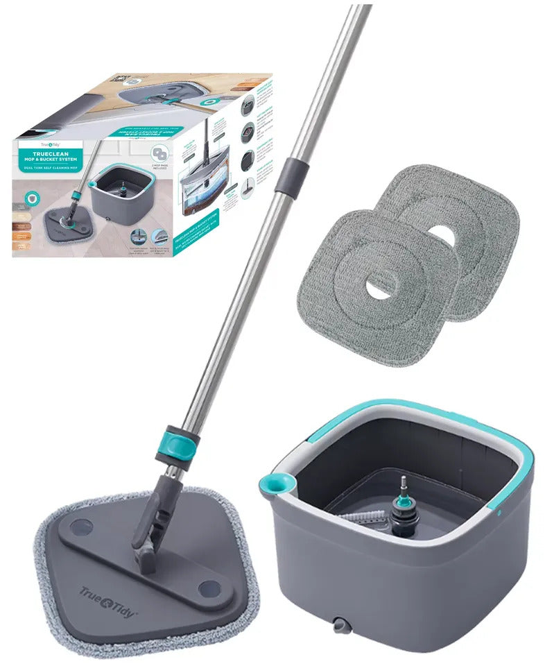 True & Tidy Spin Mop & Bucket Cleaning System – New